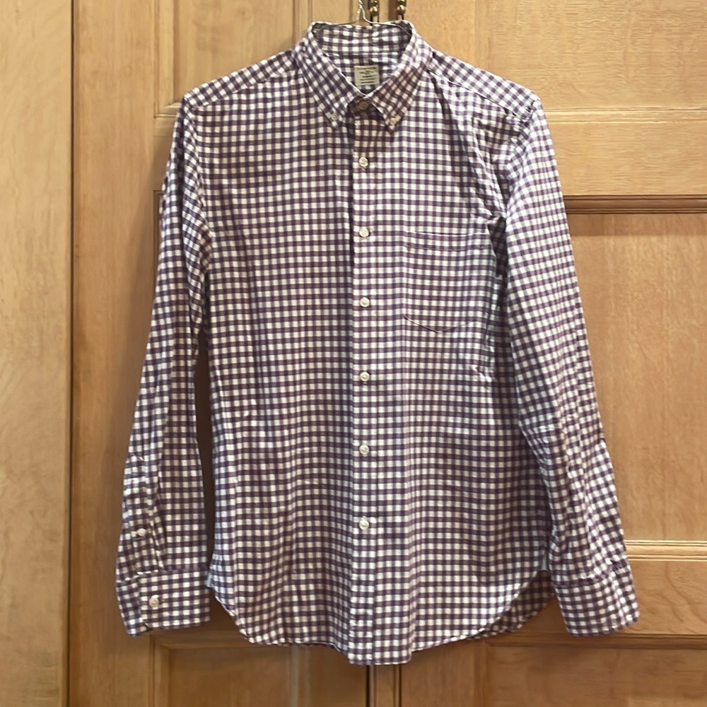 J. Crew Men’s Purple and White Button Down Shirt, Size M